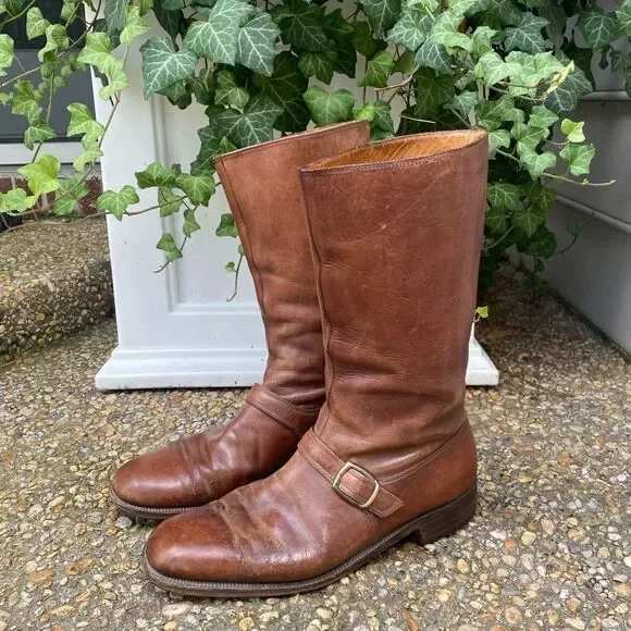 Vintage tall belted Biker Boots